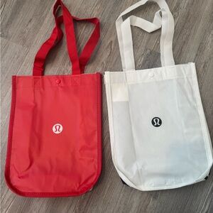 Lululemon Athletica Red and White Tote Bags